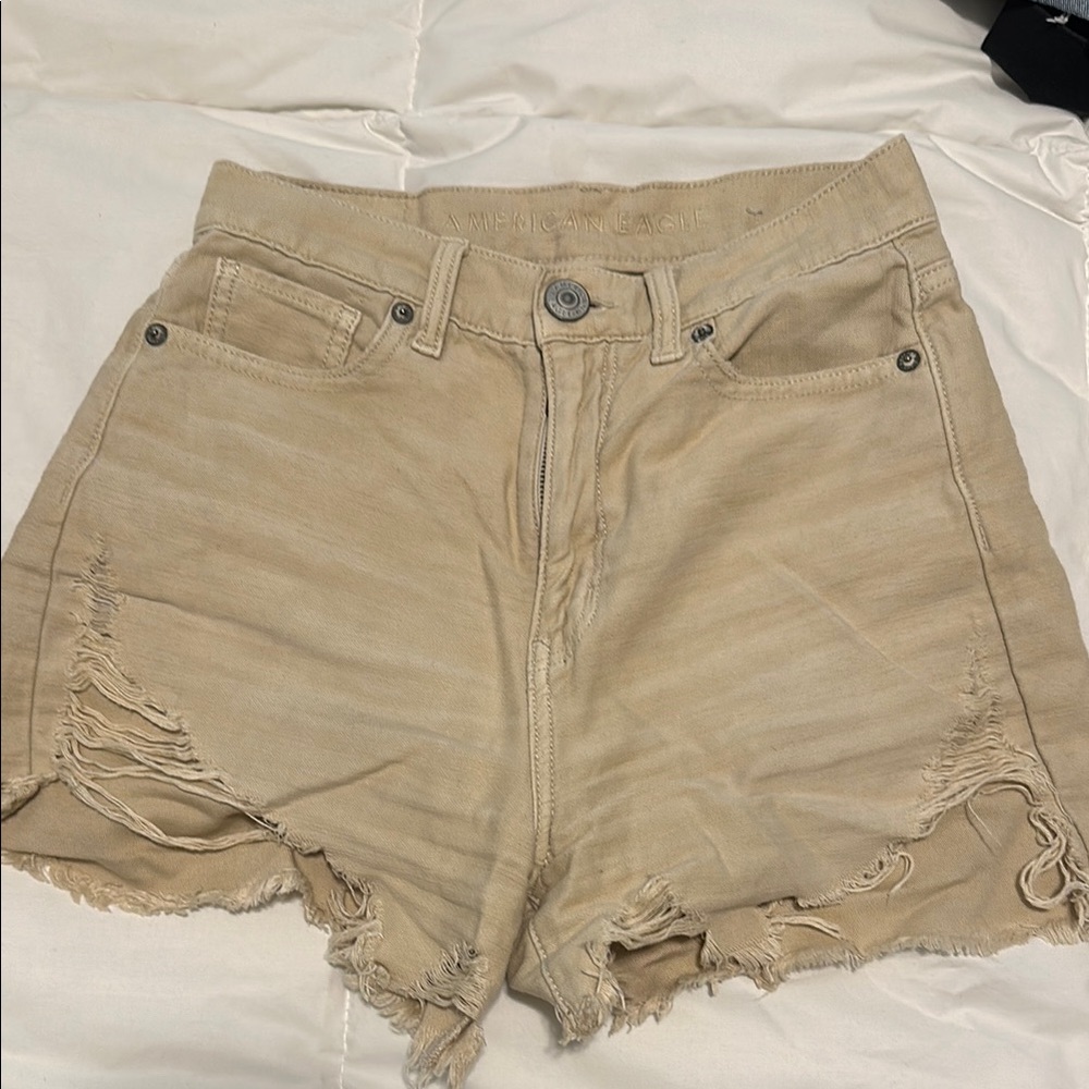 American Eagle Outfitters Women's Tan Distressed Shorts